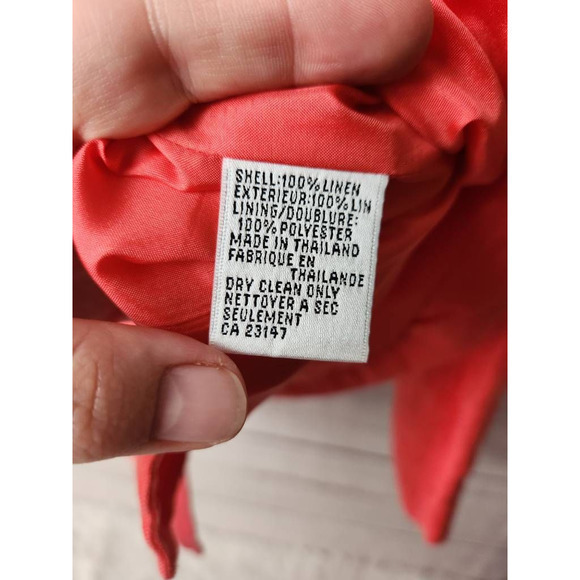 Talbots Womens Shacket Jacket Pink Coral Irish Linen Button Up Pockets Collar 8 - Picture 6 of 7